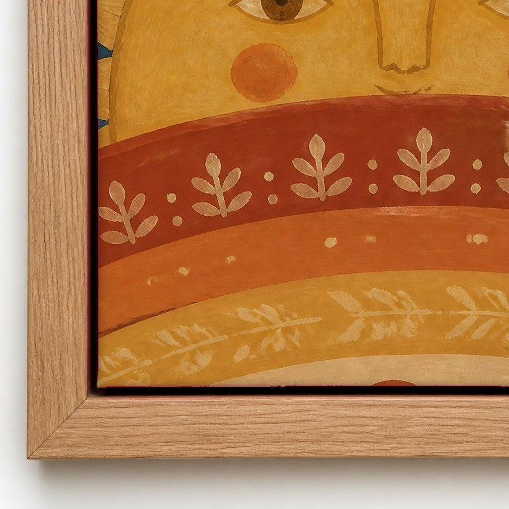 Close up of the natural wood floater frame and the cotton canvas texture
