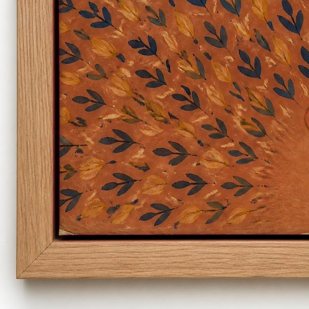 Close up of the natural wood floater frame and the cotton canvas texture